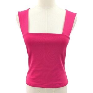 Cache Pink Square Neck Tank Fitted Stretch Top Wide Strap Y2K Size M